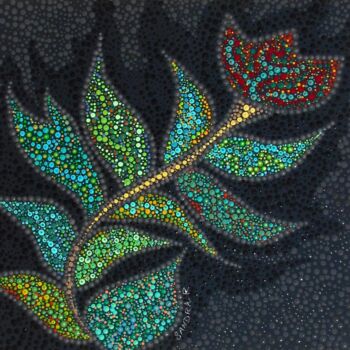 Painting titled "FLOWER" by Sandra.R - Un Pointctout, Original Artwork, Acrylic