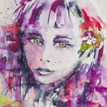 Painting titled "Jane" by Nachenza, Original Artwork, Watercolor