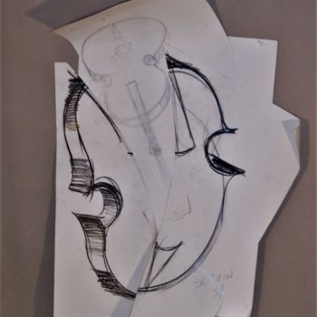 Dessin intitulée "Violon cannibale n°…" par Servin, Œuvre d'art originale, Crayon