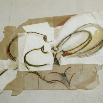 Dessin intitulée "Grand violon déformé" par Servin, Œuvre d'art originale, Crayon