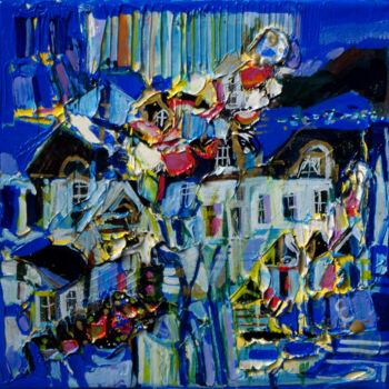 Peinture intitulée "Les murs s'inclinen…" par Muriel Cayet, Œuvre d'art originale, Acrylique