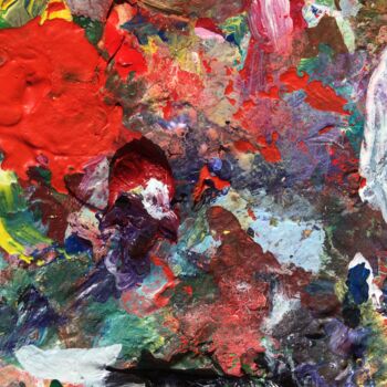 Painting titled "rose rouge (palette…" by Jean Barace, Original Artwork