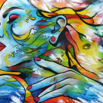 Peinture intitulée "danse avec les vagu…" par Jeannette Guichard-Bunel, Œuvre d'art originale, Huile
