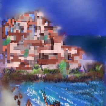 Digital Arts titled "Village du sud au b…" by Jacky Patin, Original Artwork