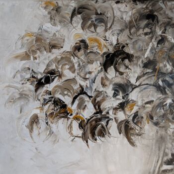 Painting titled "Floral contemporain" by Nicole Caron, Original Artwork, Oil