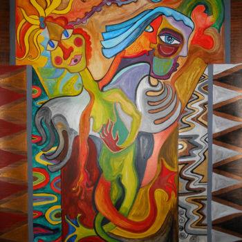 Peinture intitulée "La Licorne et le Se…" par Aurélie Sarrazin, Œuvre d'art originale, Acrylique