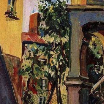 Peinture intitulée "Cour, Lviv" par Nathalia Chipilova, Œuvre d'art originale, Huile