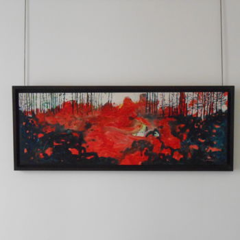 Painting titled "Paysage imaginaire" by Lorenz, Original Artwork, Acrylic Mounted on Wood Stretcher frame