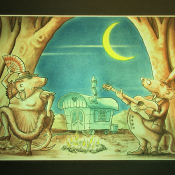 Dessin intitulée "Flam & co" par Philippe Lemarinier, Œuvre d'art originale, Pastel