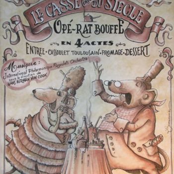 Dessin intitulée "Hommage à Offenbach" par Philippe Lemarinier, Œuvre d'art originale, Pastel