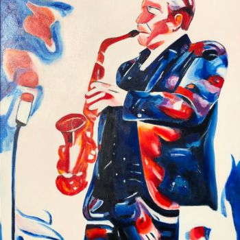 Painting titled "Saxophoniste" by Philippe Van Bellinghen, Original Artwork, Acrylic