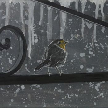 Painting titled "On the rail" by Cécile Pardigon, Original Artwork, Oil