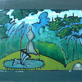 Ζωγραφική με τίτλο "Statue In A Wood" από Gerald Shepherd F.F.P.S., Αυθεντικά έργα τέχνης, Λάδι