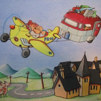 Dessin intitulée "Là haut, pas de bou…" par Philippe Lemarinier, Œuvre d'art originale, Pastel