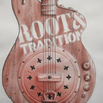 Dessin intitulée "steel guitare" par Philippe Lemarinier, Œuvre d'art originale, Pastel