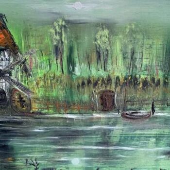 Painting titled "le vieux moulin du…" by Pascal Jung, Original Artwork, Oil