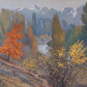 绘画 标题为“By the river Nalchik” 由Oleg Khoroshilov, 原创艺术品, 丙烯
