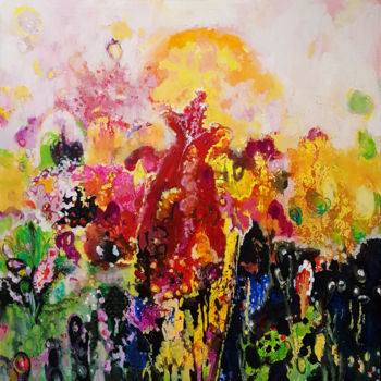 Schilderij getiteld "Summer’s End" door Kasun Wickramasinghe, Origineel Kunstwerk, Acryl Gemonteerd op Frame voor houten bra…