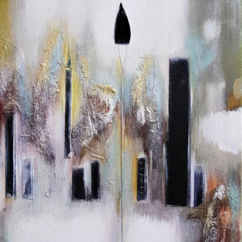 Картина под названием "Snowflakes at Night" - Kasun Wickramasinghe, Подлинное произведение искусства, Акрил Установлен на Де…