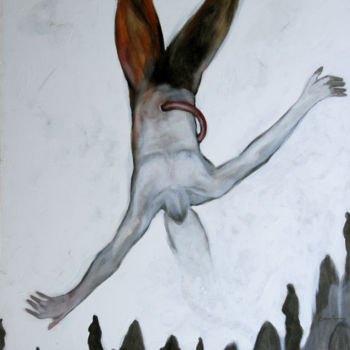 Schilderij getiteld "Free Falling" door Kasun Wickramasinghe, Origineel Kunstwerk, Acryl Gemonteerd op Frame voor houten bra…