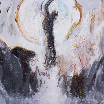 Schilderij getiteld "Hope in Darkness" door Kasun Wickramasinghe, Origineel Kunstwerk, Acryl Gemonteerd op Frame voor houten…