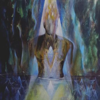 제목이 "Prismatic Solitude"인 미술작품 Kasun Wickramasinghe로, 원작, 아크릴 나무 들것 프레임에 장착됨