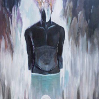 Painting titled "Where the Waters Ru…" by Kasun Wickramasinghe, Original Artwork, Acrylic Mounted on Wood Stretcher frame