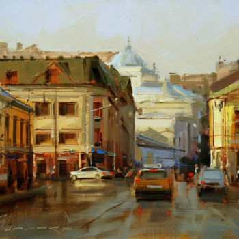 Malerei mit dem Titel "По лужам. Москва, у…" von Shalaev Alexey, Original-Kunstwerk, Öl
