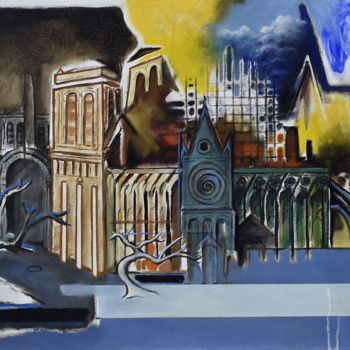 Ζωγραφική με τίτλο "Notre Dame" από Pascal Buffard, Αυθεντικά έργα τέχνης, Λάδι