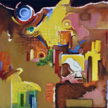 Peinture intitulée "Oiseau des villes" par Pascal Buffard, Œuvre d'art originale