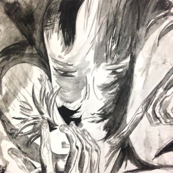 Painting titled "Self-destruction" by F. Peña-Garcia, Original Artwork, Ink