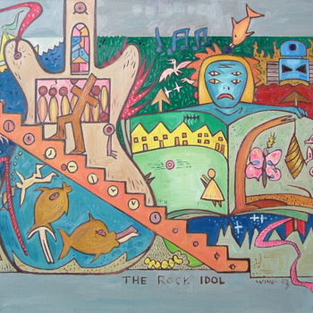 Peinture intitulée "The Rock Idol" par Gerald Shepherd F.F.P.S., Œuvre d'art originale, Huile
