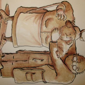 Dessin intitulée "Initiation" par Philippe Lemarinier, Œuvre d'art originale, Encre