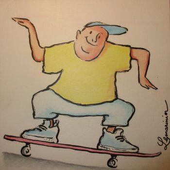 Dessin intitulée "Skate !" par Philippe Lemarinier, Œuvre d'art originale, Encre