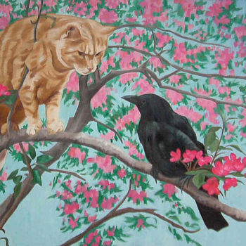 「The Encounter」というタイトルの絵画 Gerald Shepherd F.F.P.S.によって, オリジナルのアートワーク, オイル