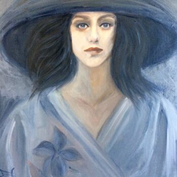 Peinture intitulée "Femme au kimono" par Marie Pascale Martins, Œuvre d'art originale, Huile
