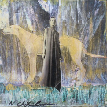 Collages intitulée "Amazone" par Nathalia Chipilova, Œuvre d'art originale, Découpages Monté sur Châssis en bois