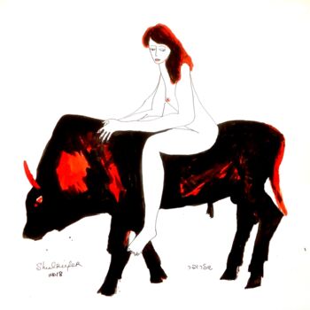 제목이 "on the bull"인 그림 Janna Shulrufer로, 원작, 잉크