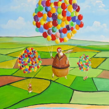 Painting titled "The aviators" by Gordon Bruce, Original Artwork, Oil