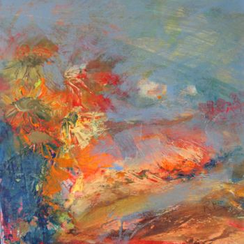 Peinture intitulée "Fleurs sous le vent" par Navema, Œuvre d'art originale, Acrylique Monté sur Châssis en bois