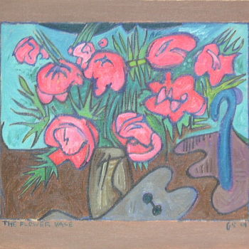 绘画 标题为“The Flower Vase” 由Gerald Shepherd F.F.P.S., 原创艺术品, 油