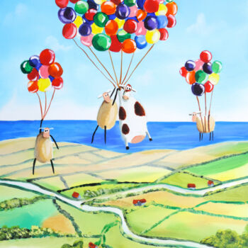Painting titled "Up, up and away" by Gordon Bruce, Original Artwork, Oil