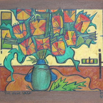 Картина под названием "The Blue Vase" - Gerald Shepherd F.F.P.S., Подлинное произведение искусства, Масло