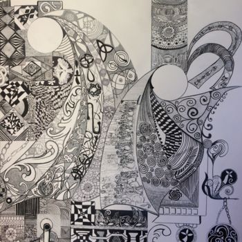 Dessin intitulée "Femmes du monde" par Lapiche, Œuvre d'art originale
