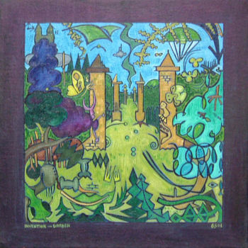 Peinture intitulée "Invention - Garden 1" par Gerald Shepherd F.F.P.S., Œuvre d'art originale, Huile