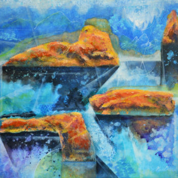Painting titled "Sleeping Giants" by Kasun Wickramasinghe, Original Artwork, Acrylic Mounted on Wood Stretcher frame