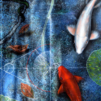 제목이 "Meeting at the Water"인 미술작품 Kasun Wickramasinghe로, 원작, 아크릴 나무 들것 프레임에 장착됨