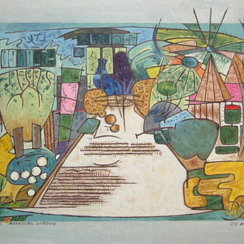 Painting titled "The Botanical Garden" by Gerald Shepherd F.F.P.S., Original Artwork, Oil