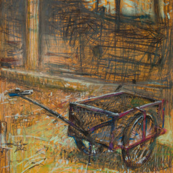 Painting titled "Rydwan w ogrodzie |…" by Edward Umiński, Original Artwork, Pastel