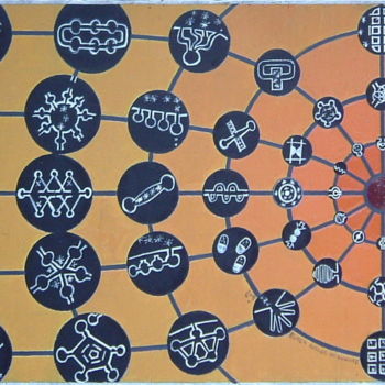 Painting titled "Black Holes In White" by Gerald Shepherd F.F.P.S., Original Artwork, Acrylic